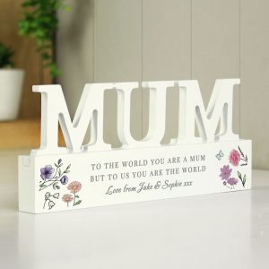 Personalised Wild Flowers Mum Wooden Ornament
