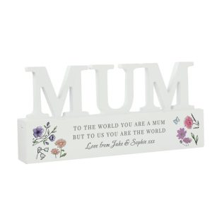 Personalised Wild Flowers Mum Wooden Ornament