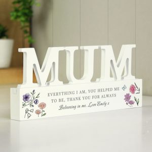 Personalised Wild Flowers Mum Wooden Ornament