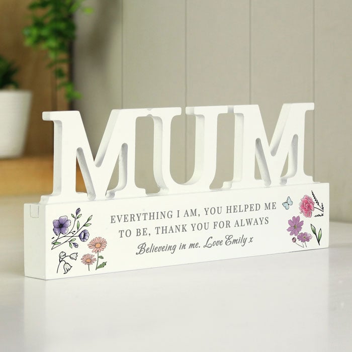 Personalised Wild Flowers Mum Wooden Ornament