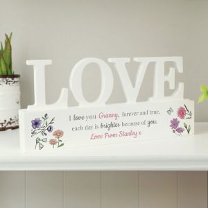 Personalised Wild Flowers Love Wooden Ornament