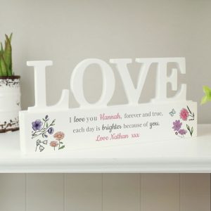 Personalised Wild Flowers Love Wooden Ornament