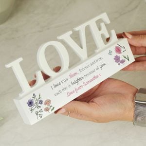 Personalised Wild Flowers Love Wooden Ornament
