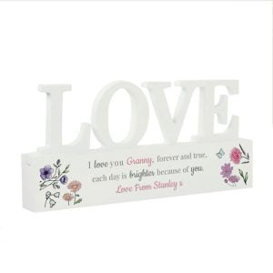Personalised Wild Flowers Love Wooden Ornament