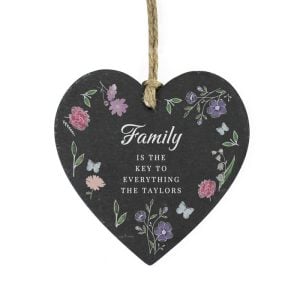 Personalised Wild Flowers Slate Heart Decoration