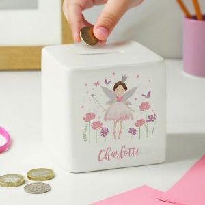 Personalised Fairy Princess Girl's Ceramic Money Box