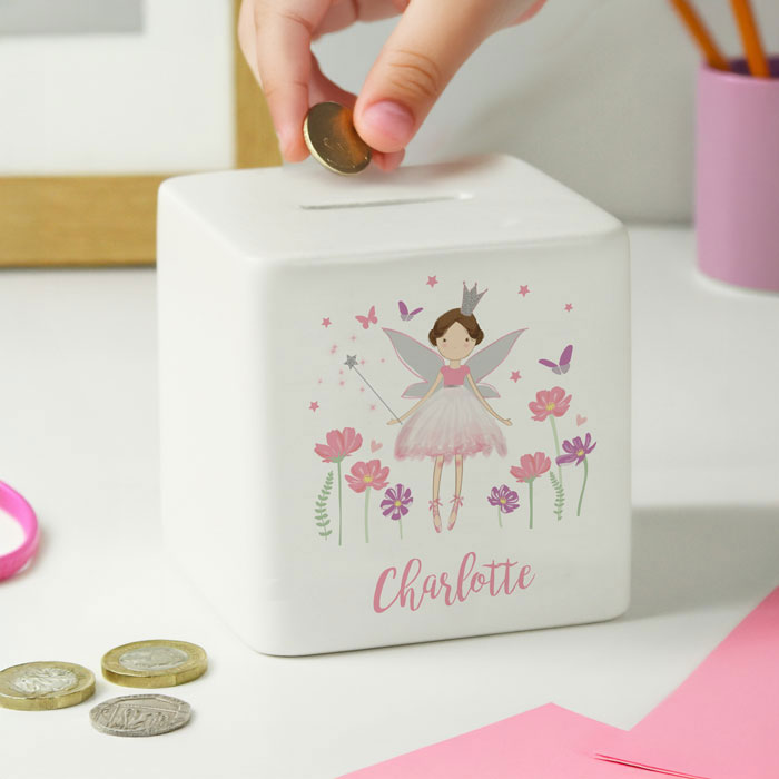 Personalised Fairy Princess Girl's Ceramic Money Box