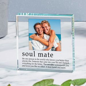 Soul Mate Photo Upload Glass Keepsake Token