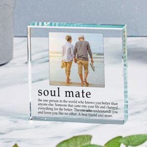 Soul Mate Photo Upload Glass Keepsake Token