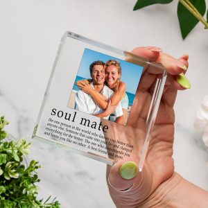Soul Mate Photo Upload Glass Keepsake Token