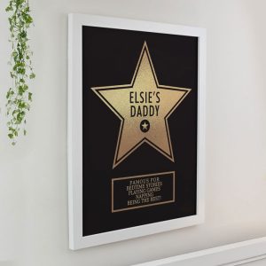 Personalised Gold Star Award White Poster Frame