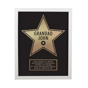Personalised Gold Star Award White Poster Frame