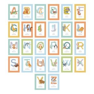 Personalised Animal Alphabet White Poster Nursery Frame