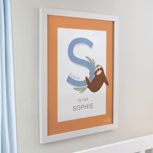 Personalised Animal Alphabet White Poster Nursery Frame
