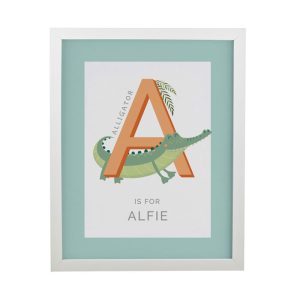 Personalised Animal Alphabet White Poster Nursery Frame