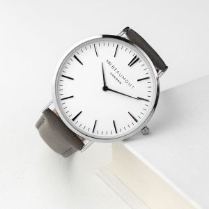 Mr Beaumont Personalised Men's Leather Watch In Ash