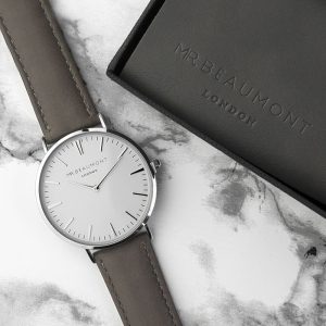 Mr Beaumont Personalised Men's Leather Watch In Ash
