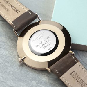 Personalised Mr Beaumont Vintage Mens Leather Watch in Brown