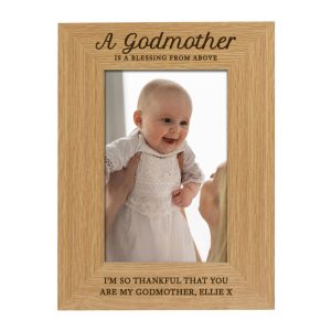 Personalised Godmother 6x4 Inch Wooden Photo Frame