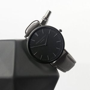 Personalised Mr Beaumont Men's Ash Leather Watch Black Face