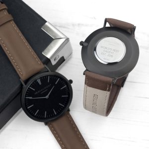 Personalised Mr Beaumont Mens Brown Leather Watch Black Face