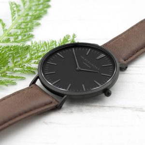 Personalised Mr Beaumont Mens Brown Leather Watch Black Face