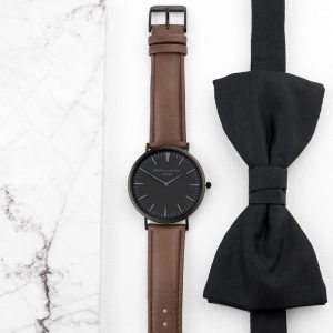 Personalised Mr Beaumont Mens Brown Leather Watch Black Face