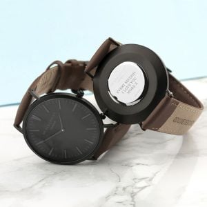 Personalised Mr Beaumont Mens Brown Leather Watch Black Face