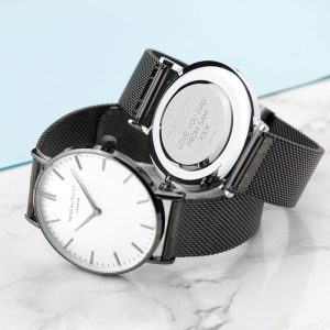 Personalised Men's Metallic Charcoal Grey Watch