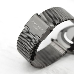 Personalised Men's Metallic Silver Watch With Black Face
