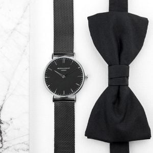 Personalised Men's Metallic Grey Watch With Black Face