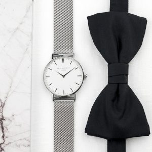 Personalised Men's Metallic Silver Watch With White Face