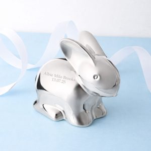 Personalised Engraved Silver Plated Bunny Rabbit Money Box