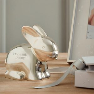 Personalised Engraved Silver Plated Bunny Rabbit Money Box
