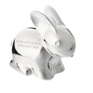 Personalised Engraved Silver Plated Bunny Rabbit Money Box
