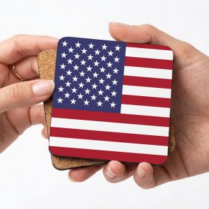 Personalised Flag Coasters with Cork Base Set of 4