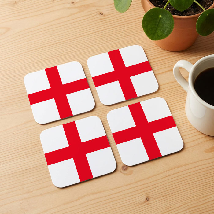 Personalised Flag Coasters with Cork Base Set of 4