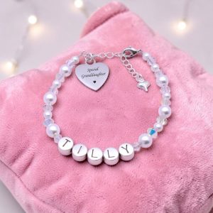 Pewter Name Bracelet with Engraved Stainless Steel Heart