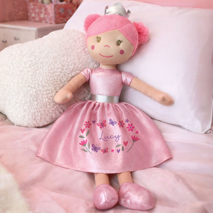 Girl's Personalised Floral Princess Rag Doll