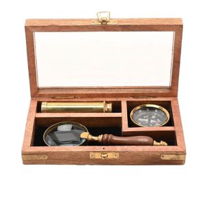 Personalised Classic Brass Explorer Engraved Gift Set