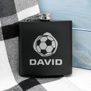 Personalised Black Stainless Steel Football Hip Flask