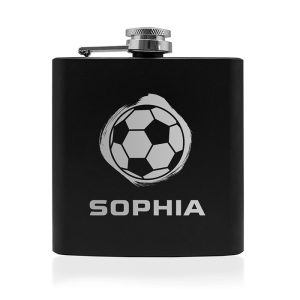 Personalised Black Stainless Steel Football Hip Flask