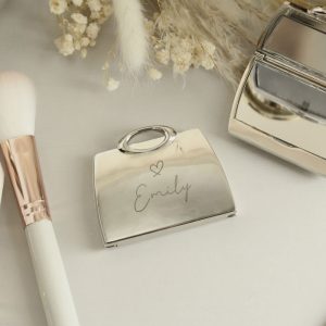 Personalised Silver Plated Name Handbag Compact Mirror