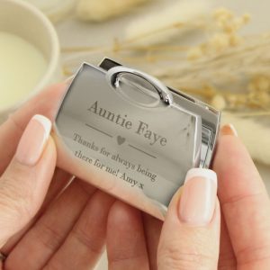 Personalised Silver Plated Heart Handbag Compact Mirror