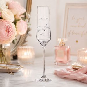 Personalised Spiral Champagne Flute with Swarovski Crystals