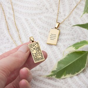 Personalised Gold Plated Wisdom Tarot Card Necklace