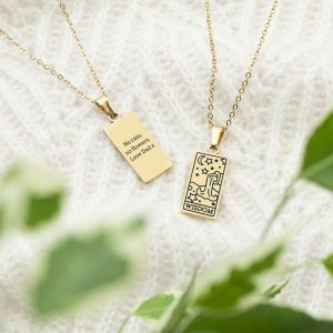 Personalised Gold Plated Wisdom Tarot Card Necklace