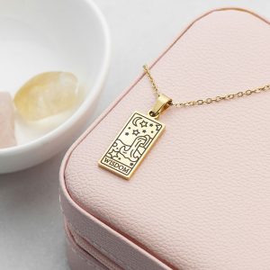Personalised Gold Plated Wisdom Tarot Card Necklace