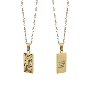Personalised Gold Plated Wisdom Tarot Card Necklace