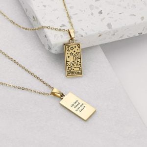 Personalised Gold Plated Wisdom Tarot Card Necklace